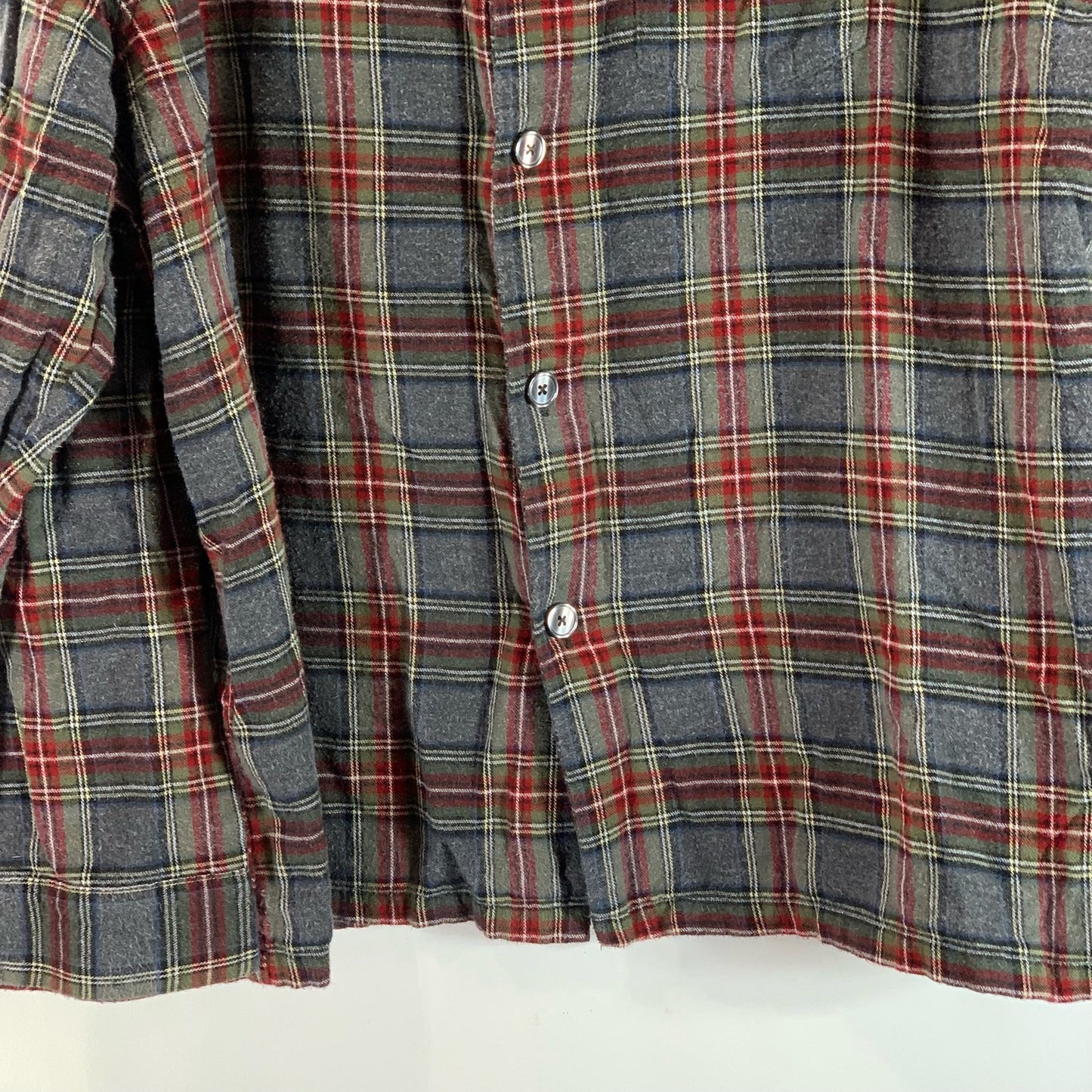 L.L. BEAN Men's Gray Stewart Scotch Plaid Button-Up Flannel Pajama Shirt SZ XL