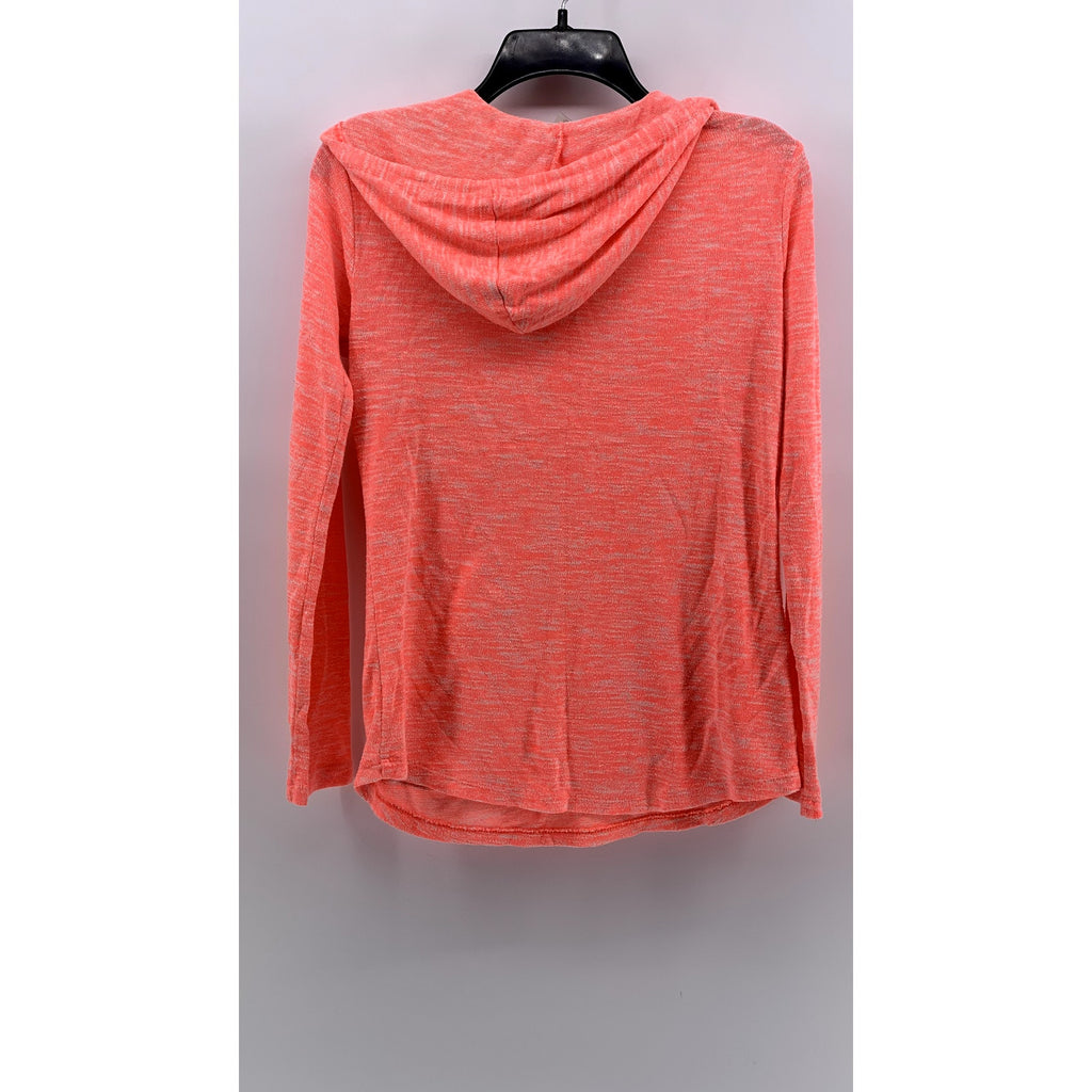 NO BOUNDARIES Juniors' Salmon V-Neck Hooded Long Sleeve Sweater Top SZ L(11-13)