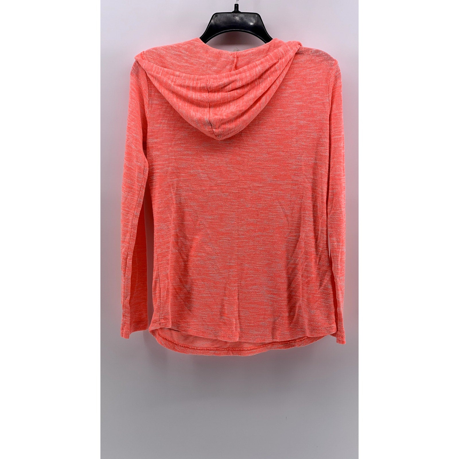 NO BOUNDARIES Juniors' Salmon V-Neck Hooded Long Sleeve Sweater Top SZ L(11-13)