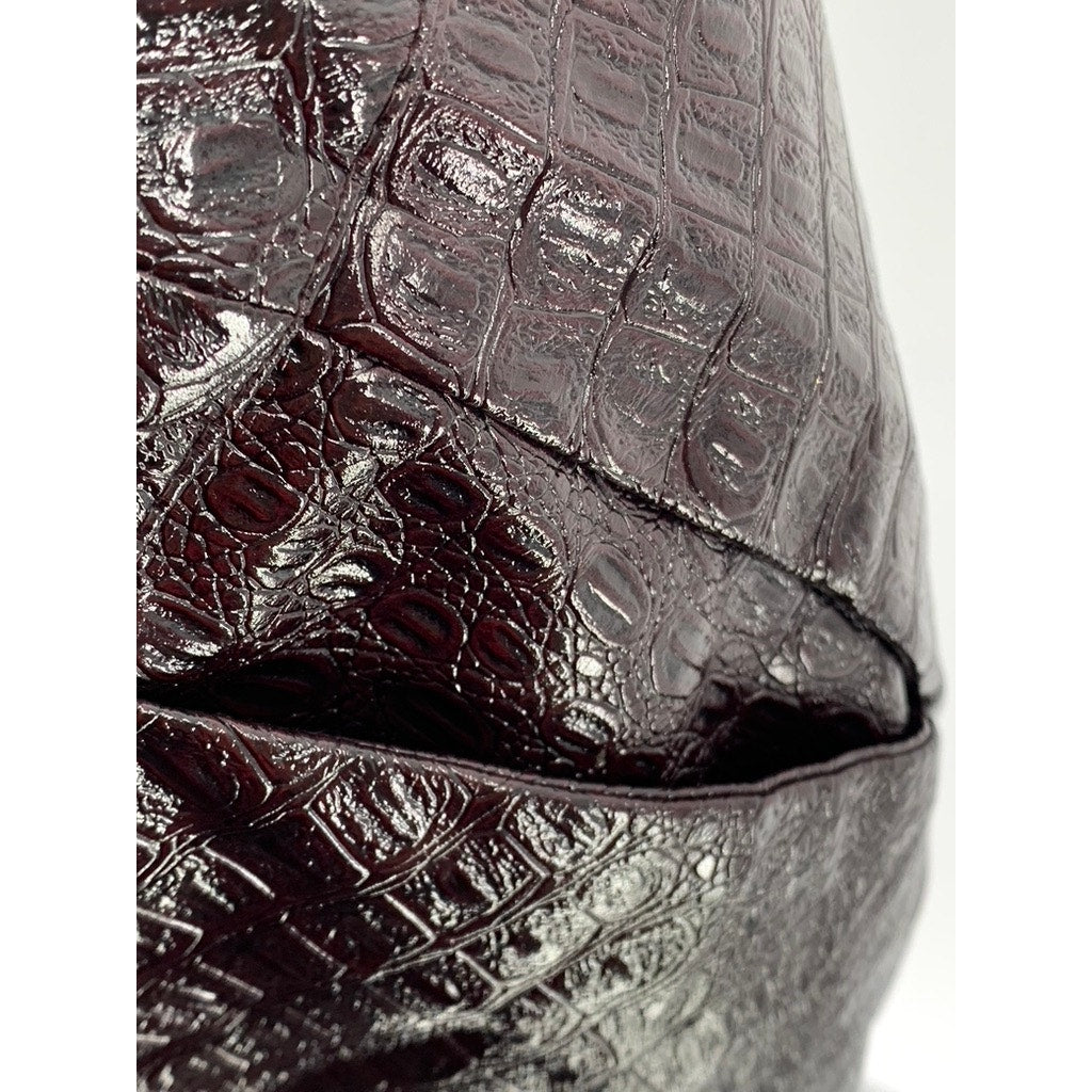 RACHEL COMEY Women's Wine Faux-Leather Snake Print Straight Midi Skirt SZ 0
