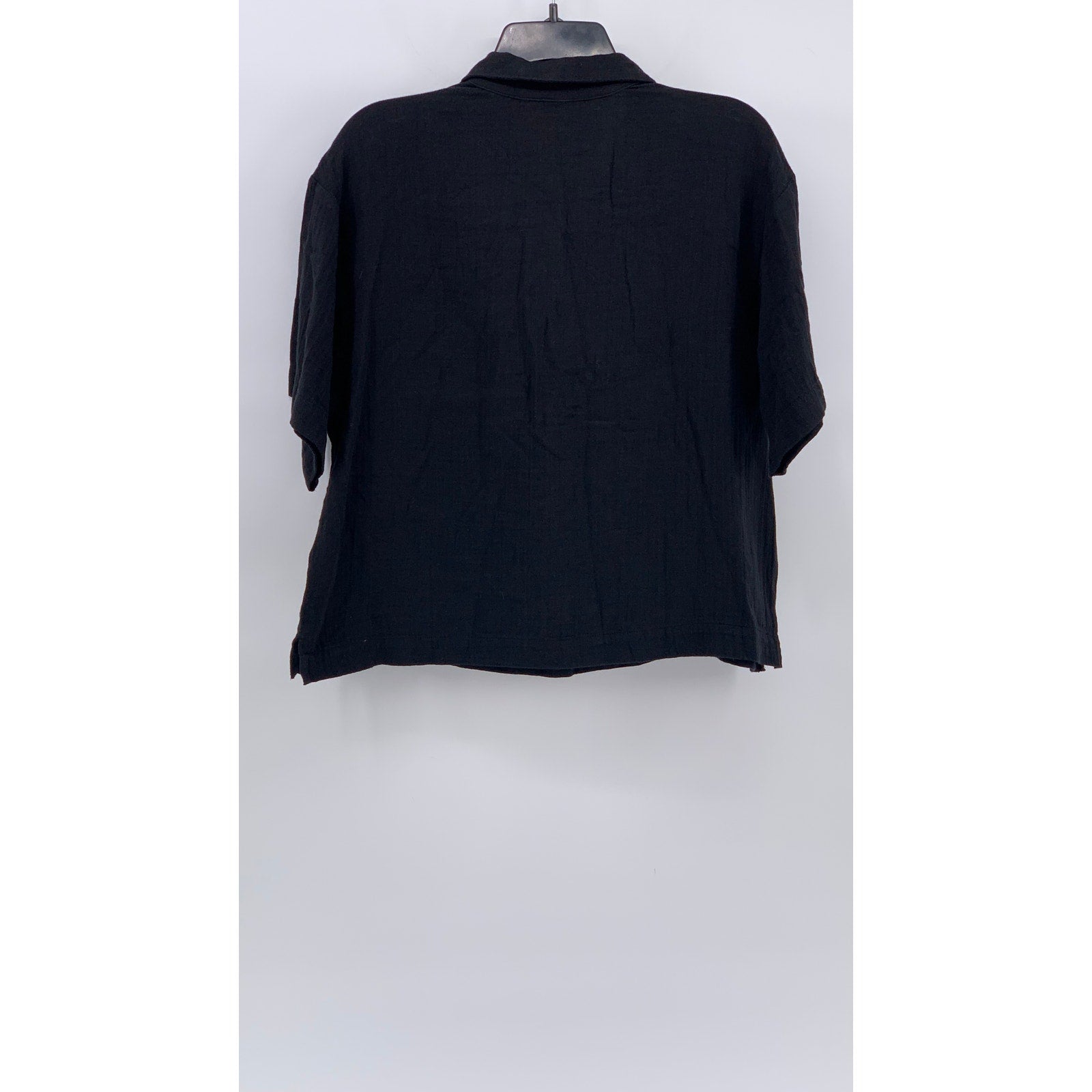 GAP Women's Black Solid Lightweight Split-Neck Short Sleeve Top SZ S