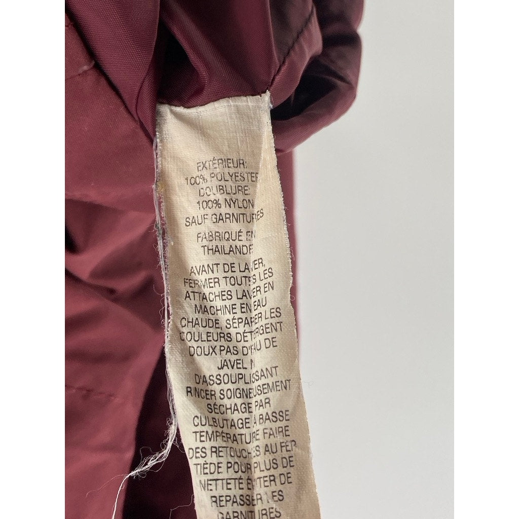 L.L. BEAN Women's Burgundy Regular-Fit Snap-Button Zip-Up Hooded Coat SZ XS