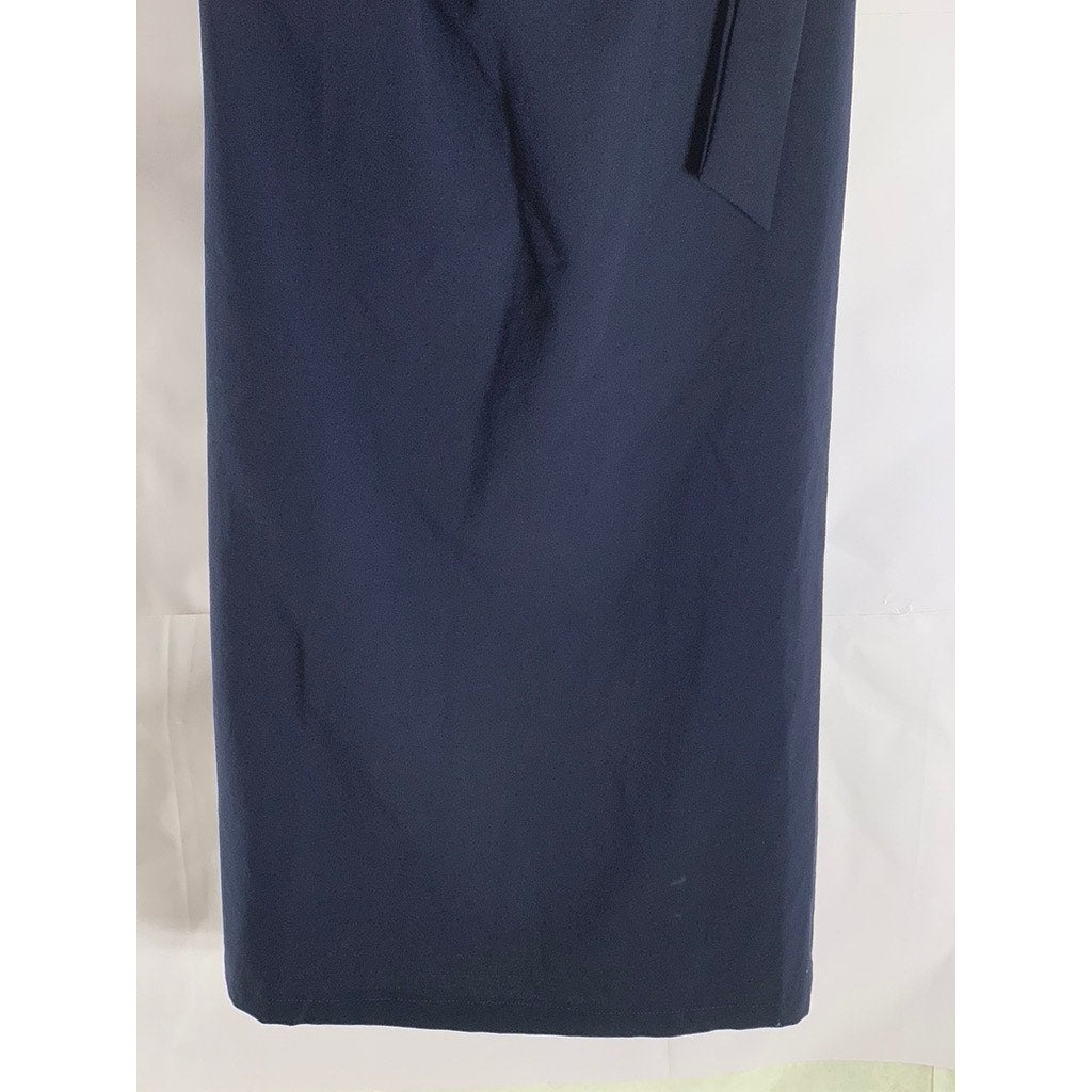 C & L COLLECTION Women's Navy Halter Sleeveless Wrap Midi Dress SZ L