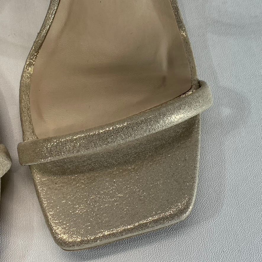 DOLCE VITA Women's Light Gold Metallic Peyton Square-Toe Block-Heel Sandal SZ9.5