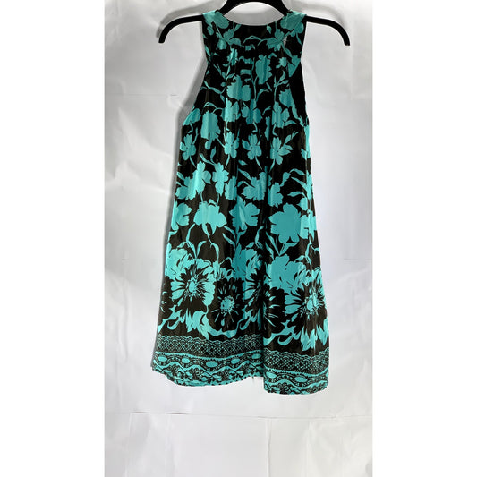 APRICOT Women's Brown-Green Floral Scoop-Neck A-Line Mini Sleeveless Dress SZ XS