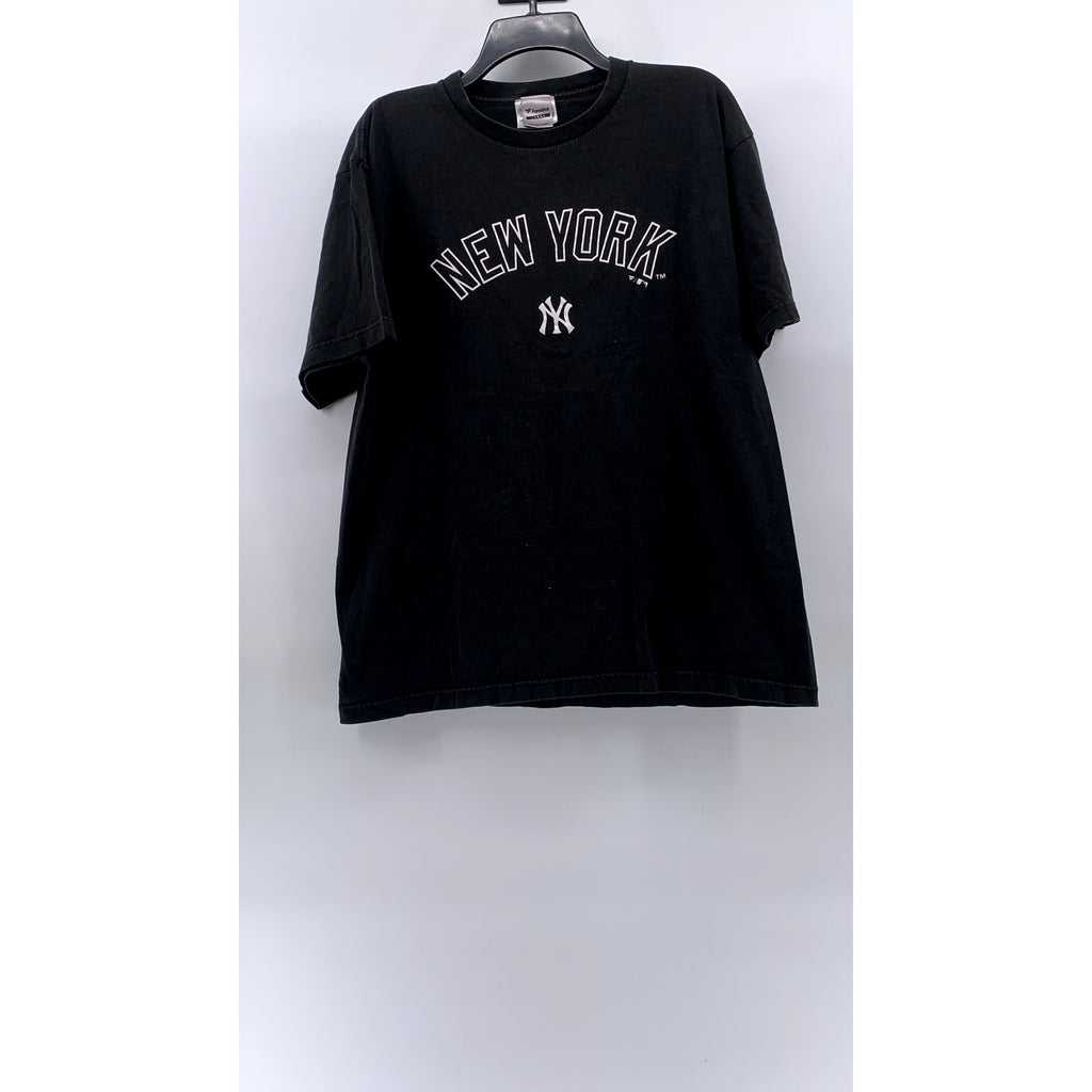 FANATICS Men's Black New York Yankees Logo Crewneck Short Sleeve T-Shirt SZ L