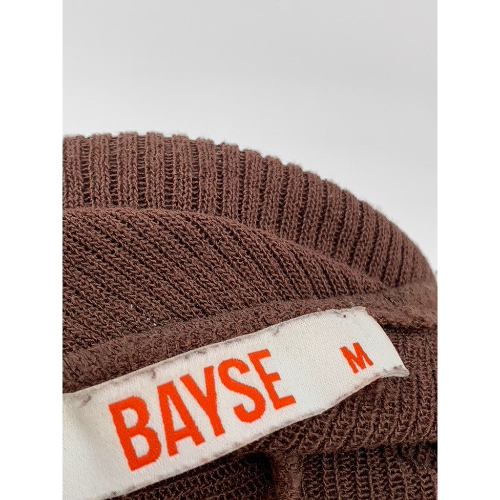 BAYSE Women's Brown Knit One-Shoulder Long Sleeve Knit Top SZ M