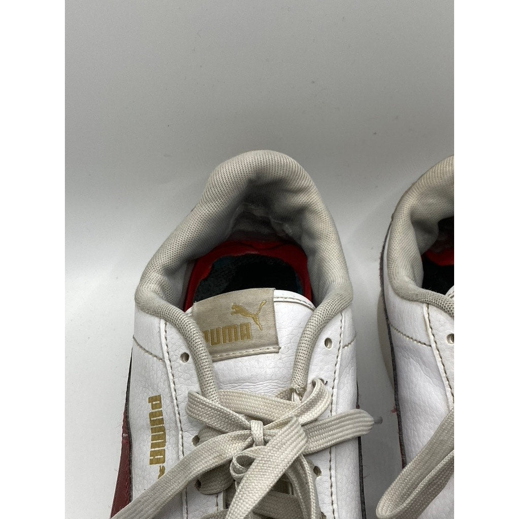 PUMA Men's White-Burgundy Shuffle Lace-Up Casual Sneakers SZ 10.5