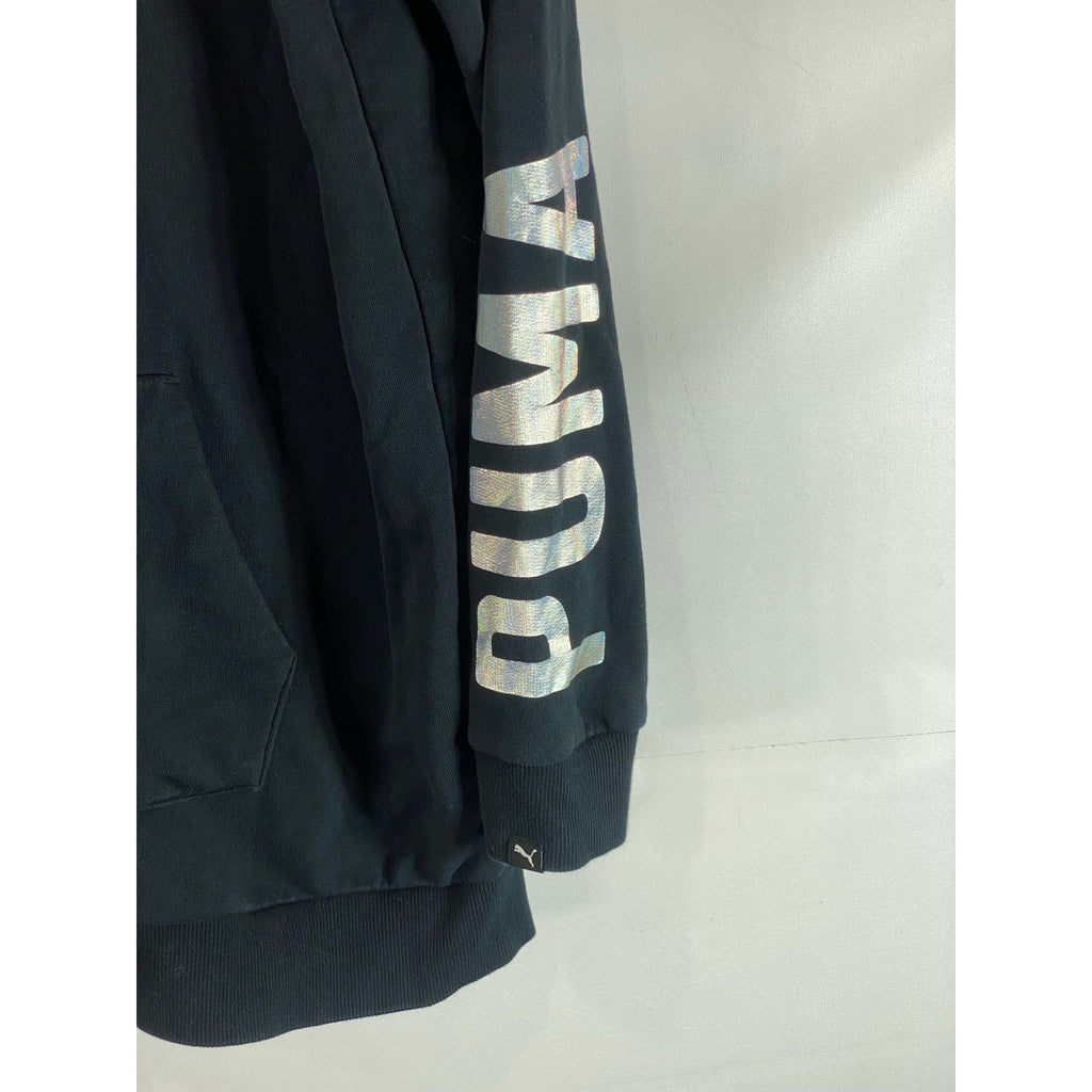 PUMA Women's Black Fusion Elongated Hooded Zip-Up Sweater SZ L