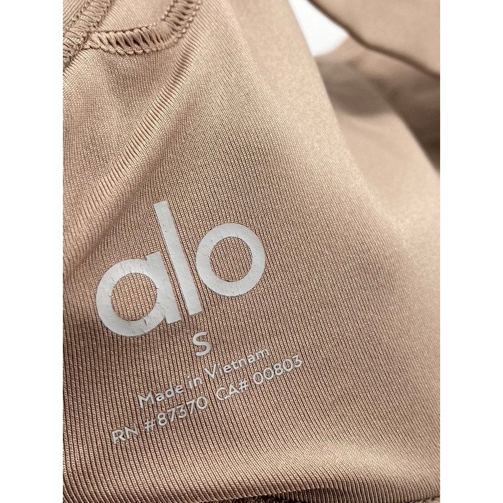 ALO Women's Gravel Tan Scoop-Neck Cross-Back Airlift Intrigue Bra SZ S