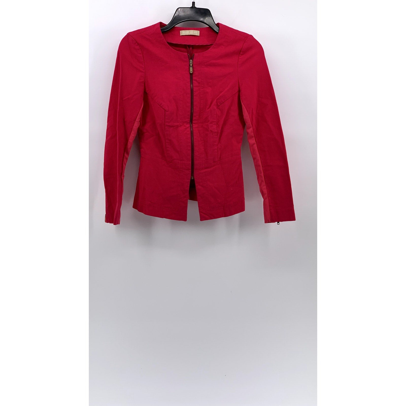BANANA REPUBLIC Women's Fuchsia Pink Collarless Long Sleeve Zip-Up Jacket SZ S