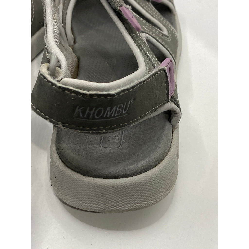 KHOMBU Women's Gray Open-Toe Hook-Loop Casual Sandals SZ 8