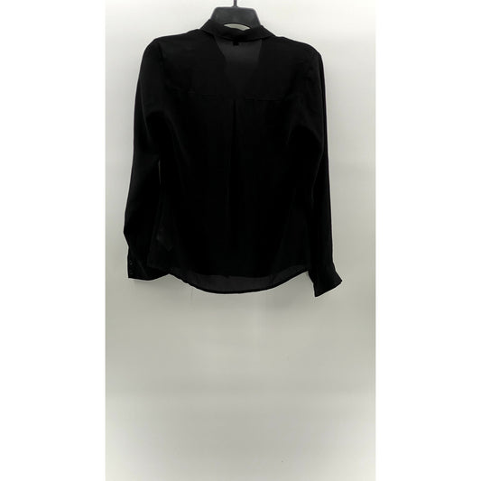 EXPRESS Women's Black Solid Regular-Fit Button-Up Long Sleeve Top SZ XS