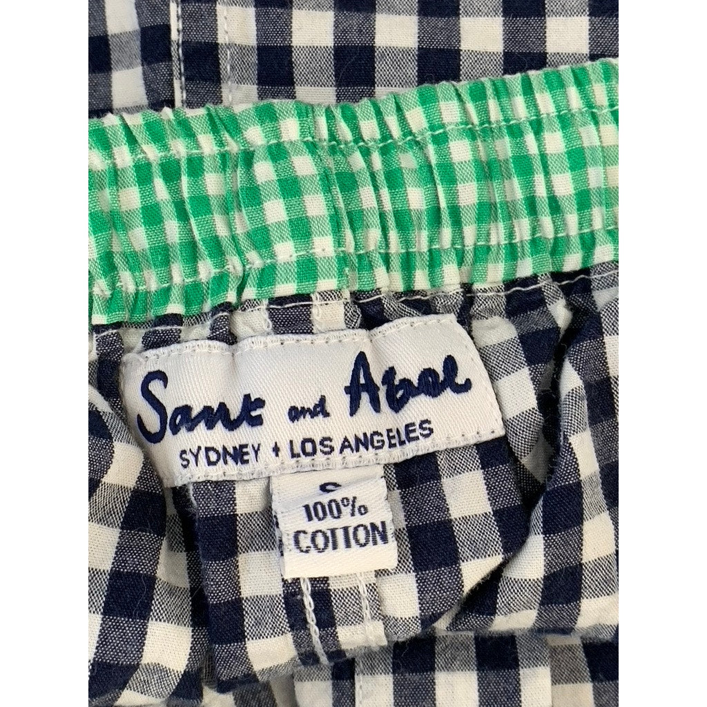 SANT AND ABEL Men's Green-Navy Gingham Hepburn Lightweight Sleep Shorts SZ S
