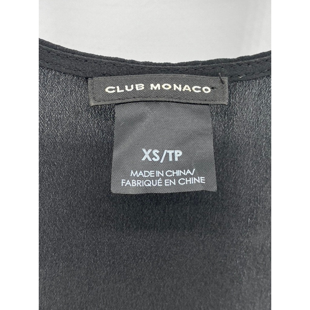 CLUB MONACO Women's Black Silk Scoop-Neck Racerback Semi-Sheer Tank SZ XS