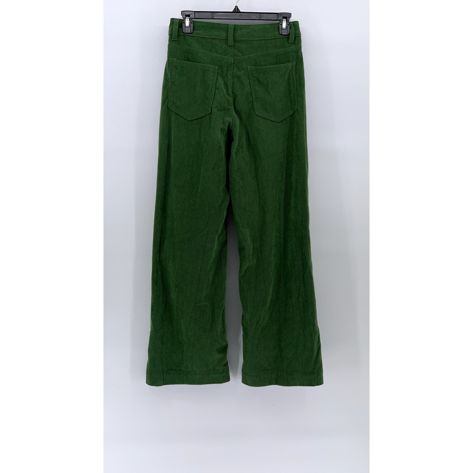 SHEIN Women's Dark Green Corduroy Wide-Leg High-Rise Five-Pocket Pant SZ 6