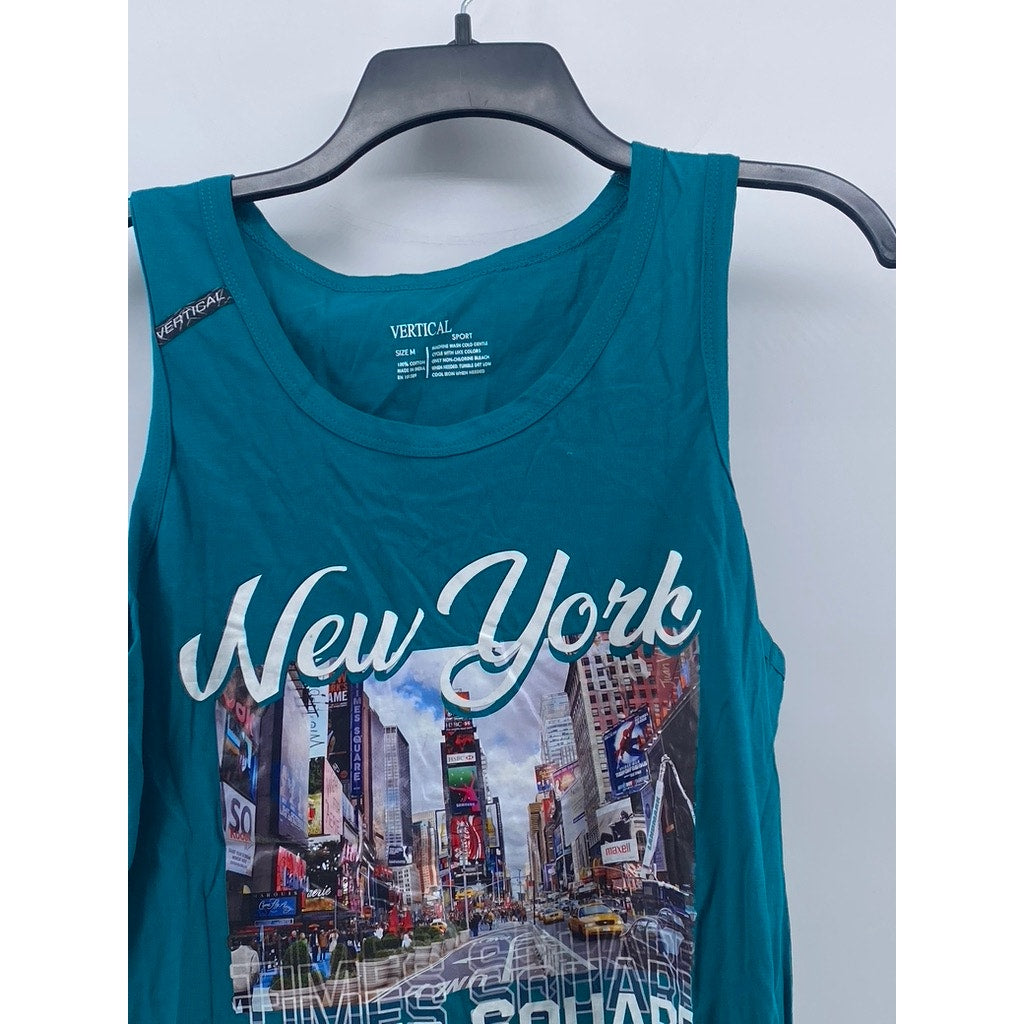 VERTICAL SPORTS Men's Blue New York Times Square Graphic Scoop-Neck Tank SZ M