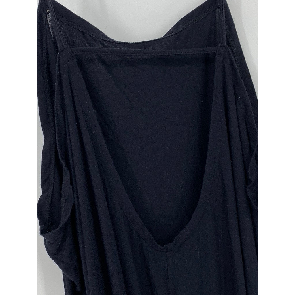 FREE PEOPLE INTIMATELY Women's Black Solid V-Neck Cutout Back Jumpsuit SZ S