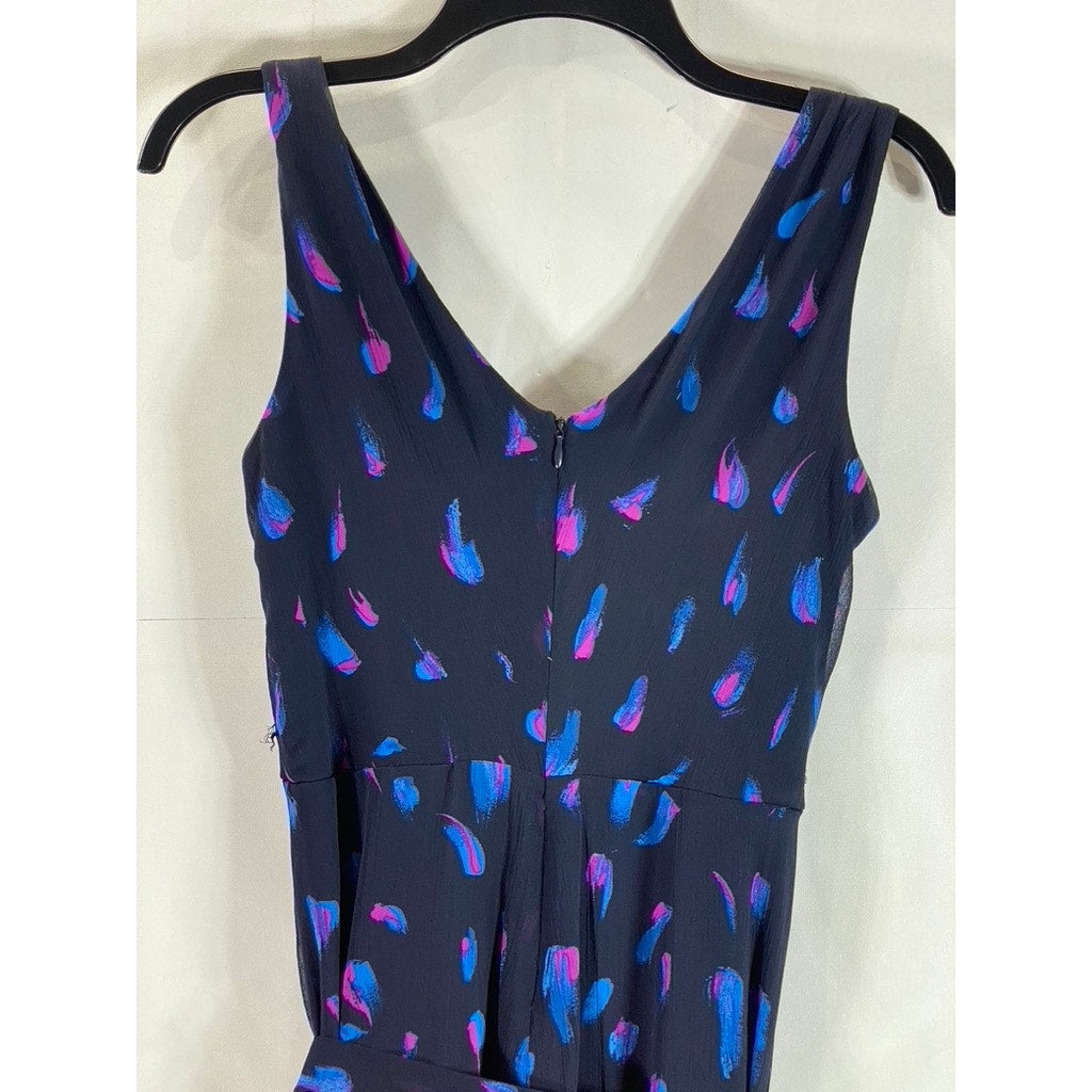 DKNY Women's Berry Multi Printed Buckle-Strap Faux-Wrap Tie-Waist Dress SZ 2