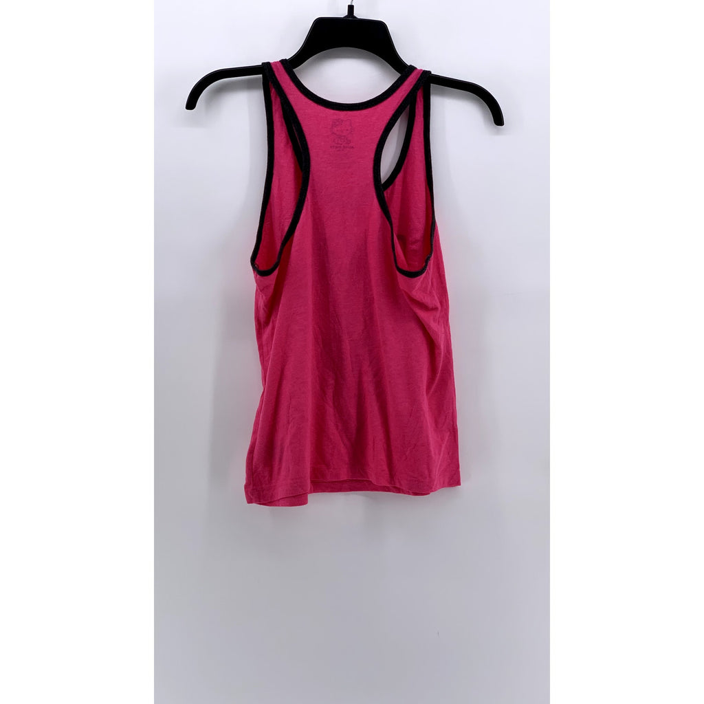 HELLO KITTY Women's Pink-Black Graphic Scoop-Neck Tank SZ M
