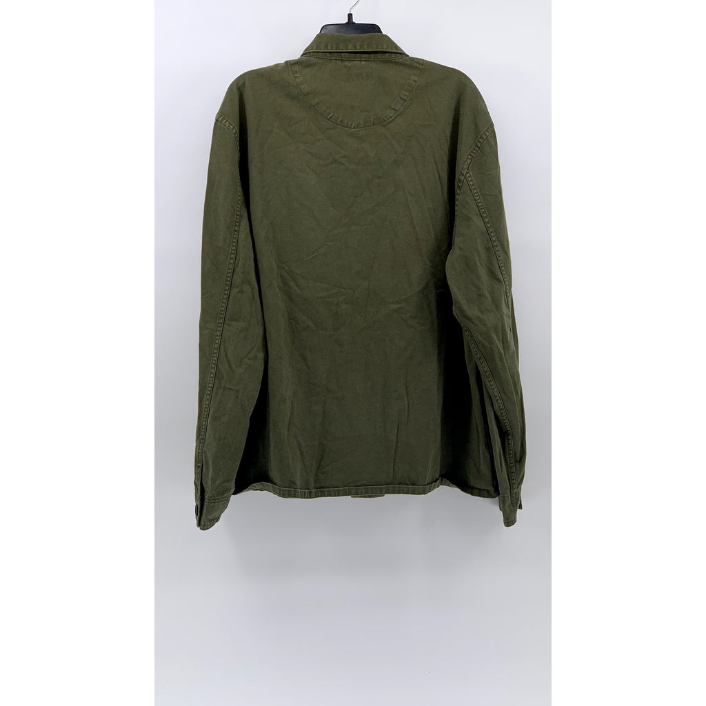 ZARA Men's Olive Green Relaxed Fit Long Sleeve Button-Up Shirt SZ XL