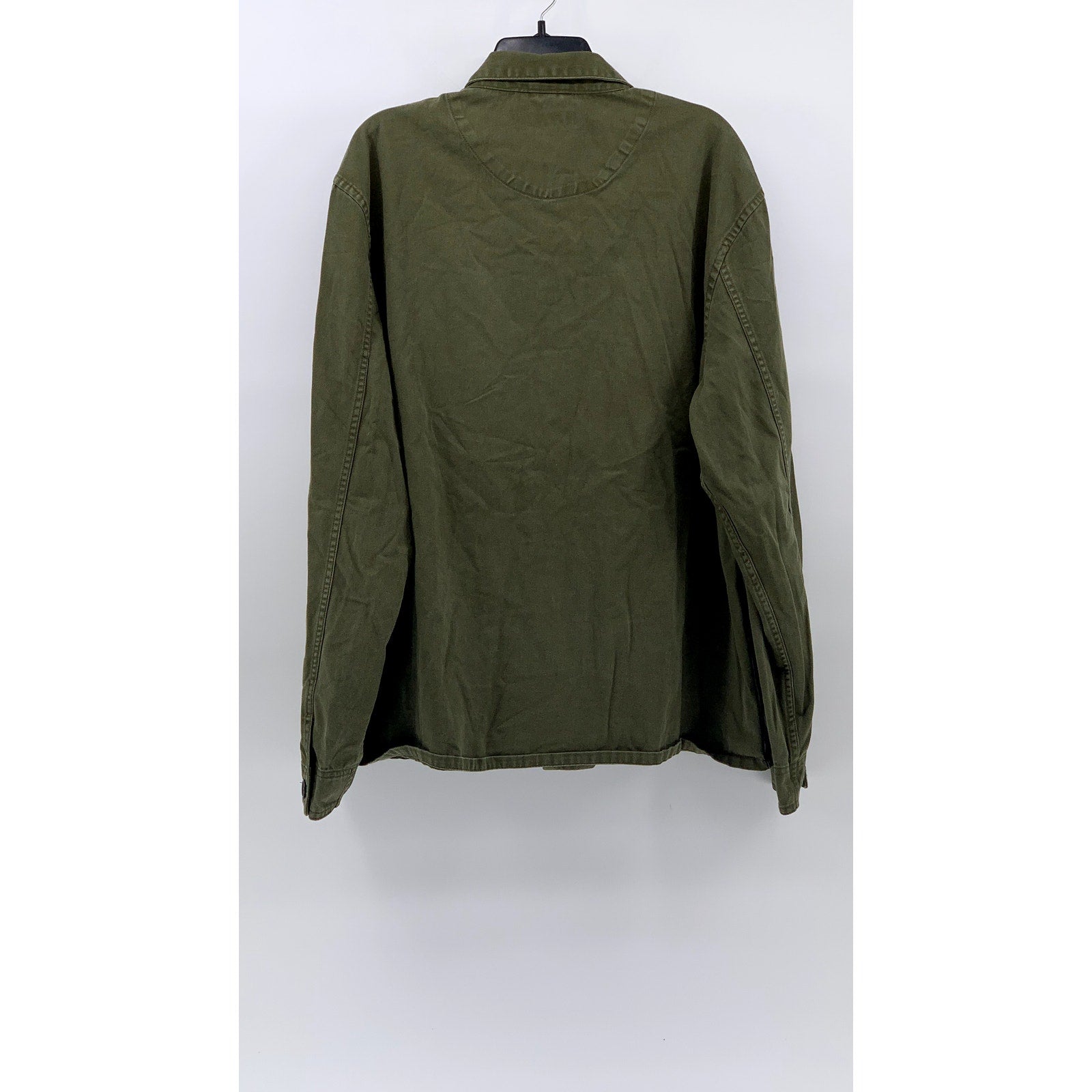 ZARA Men's Olive Green Relaxed Fit Long Sleeve Button-Up Shirt SZ XL