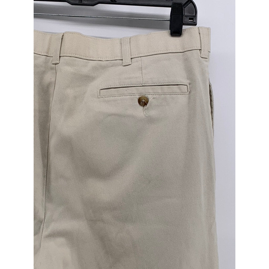 UNBRANDED Men's Tan Solid Cotton-Blend Straight-Leg Pants SZ 36X32
