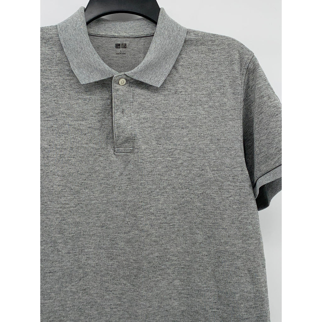 UNIQLO Men's Light Gray Short Sleeve Pique Polo Shirt SZ L