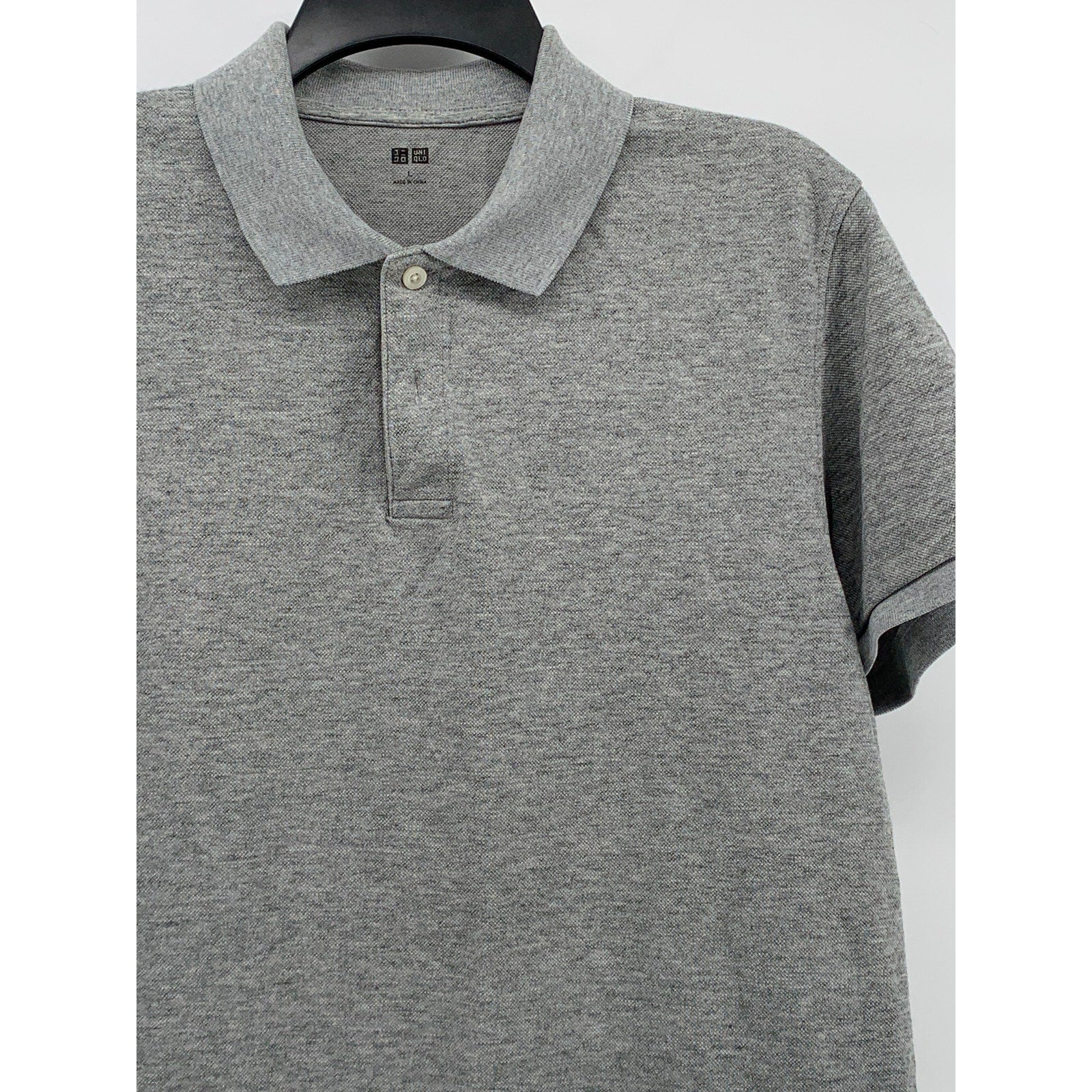 UNIQLO Men's Light Gray Short Sleeve Pique Polo Shirt SZ L