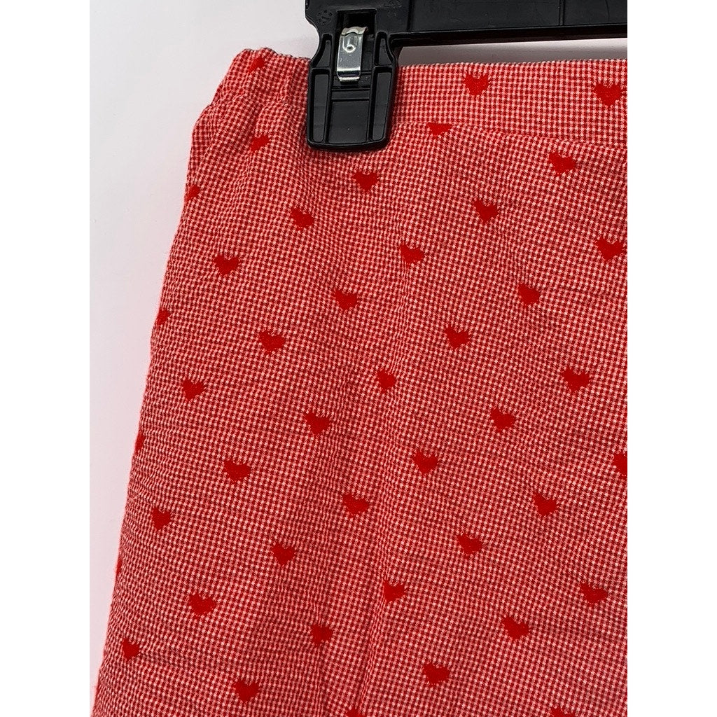 CIDER Women's Red Embroidered Heart Casual Pull-On Shorts SZ L(US8)