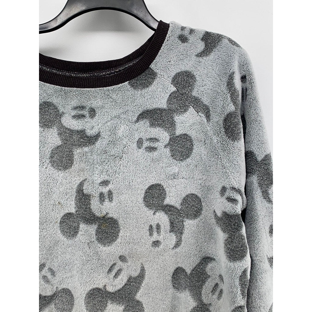 DISNEY Women's Gray-Black Mickey Mouse Fleece Sweatshirt SZ M