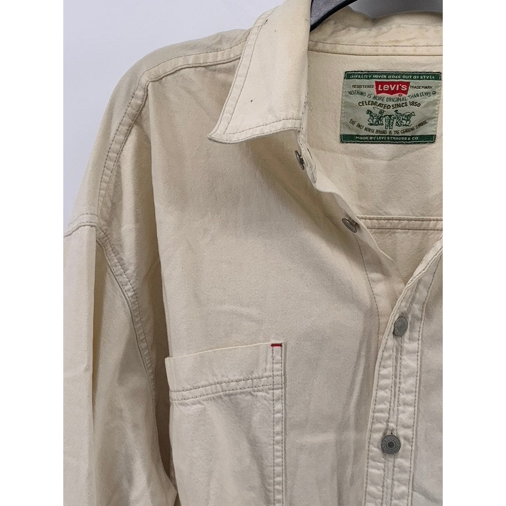 LEVI'S Men's Off-White Denim Vintage Button-Up Long Sleeve Workwear Shirt SZ XL