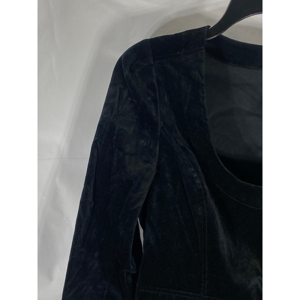 A.L.C. Women's Black Velvet Ivy Button-Front Long Sleeve Mini Dress SZ 8