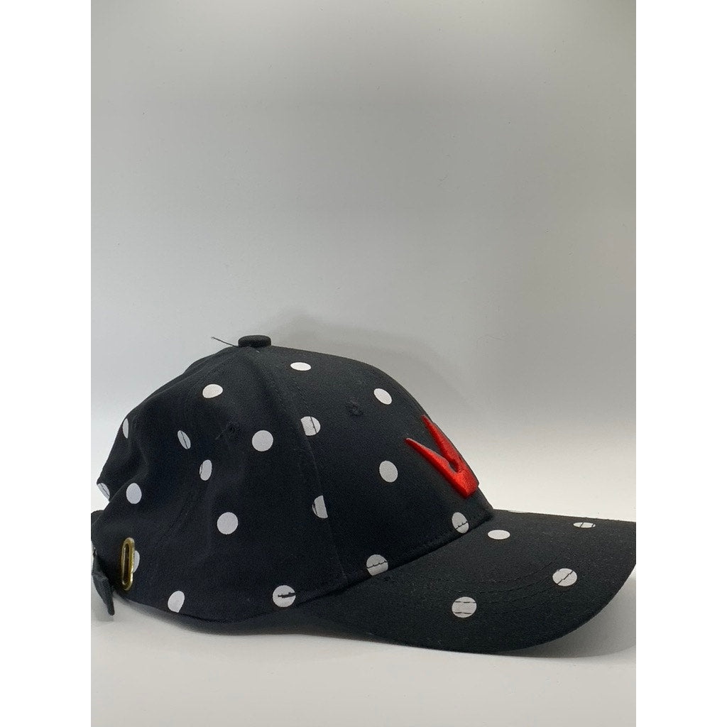 UNBRANDED Men's Black/White/Red Embroidered Logo Polka Dot Adjustable Hat OS