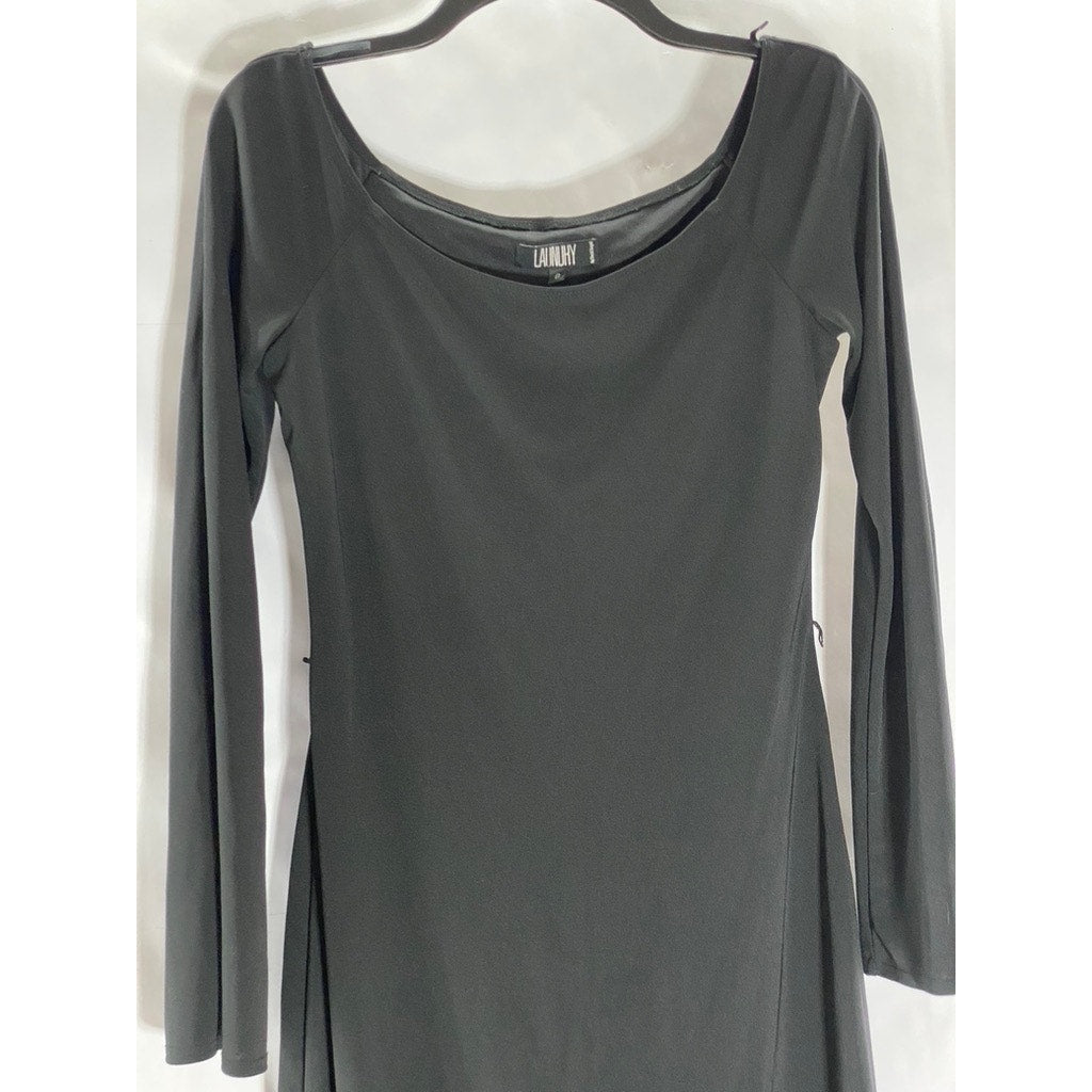 LAUNDRY BY SHELLI SEGAL Women's Black Long Flare Spilt Sleeve A-Line Dress SZ 8