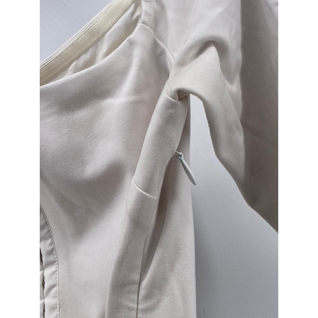 GUESS Women's White Square-Neck Short Sleeve Hook & Loop Bodycon Mini Dress SZ M