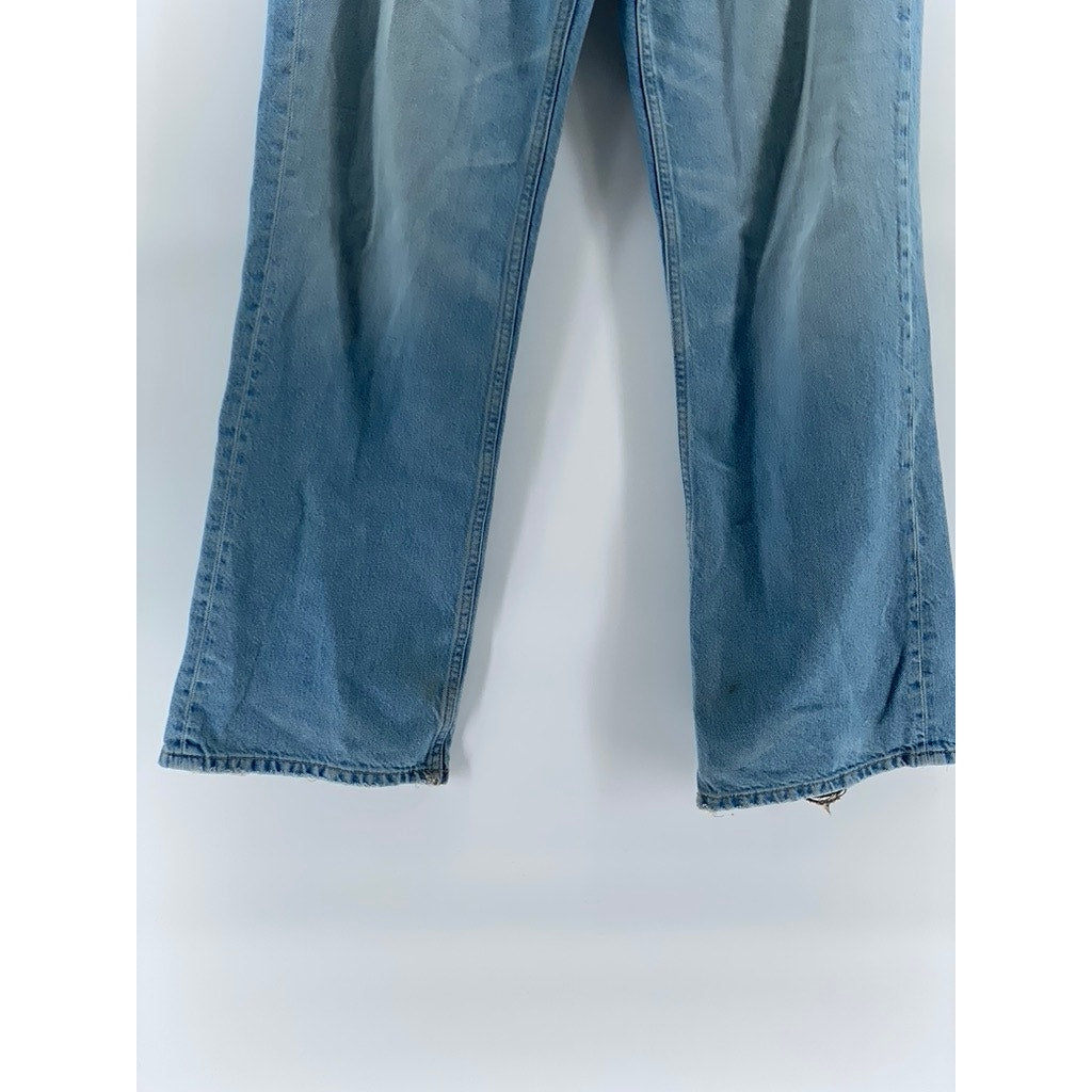 ZARA Women's Light Blue Straight-Leg Denim Baggy-Fit Denim Five-Pocket Jean SZ 8