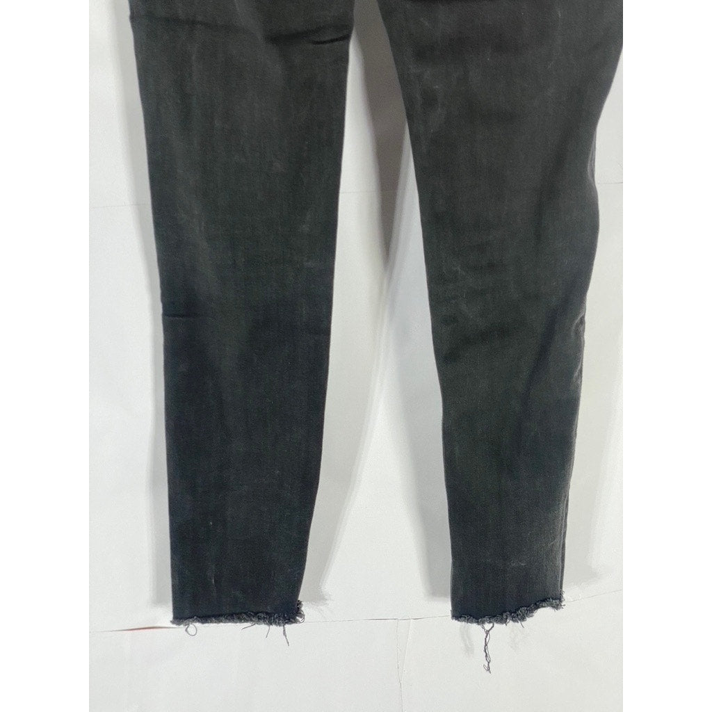 AMERICAN EAGLE Women's Black Denim Raw-Split Hem Next Level Stretch Jean SZ 4