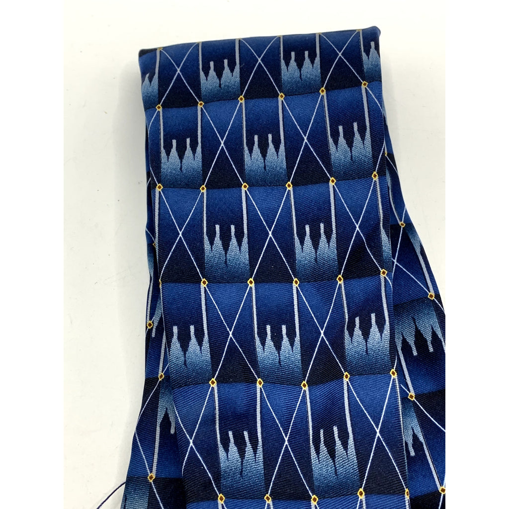EAGLE NECKWEAR Men's Navy Blue Castle Design Abstract Regular Tie