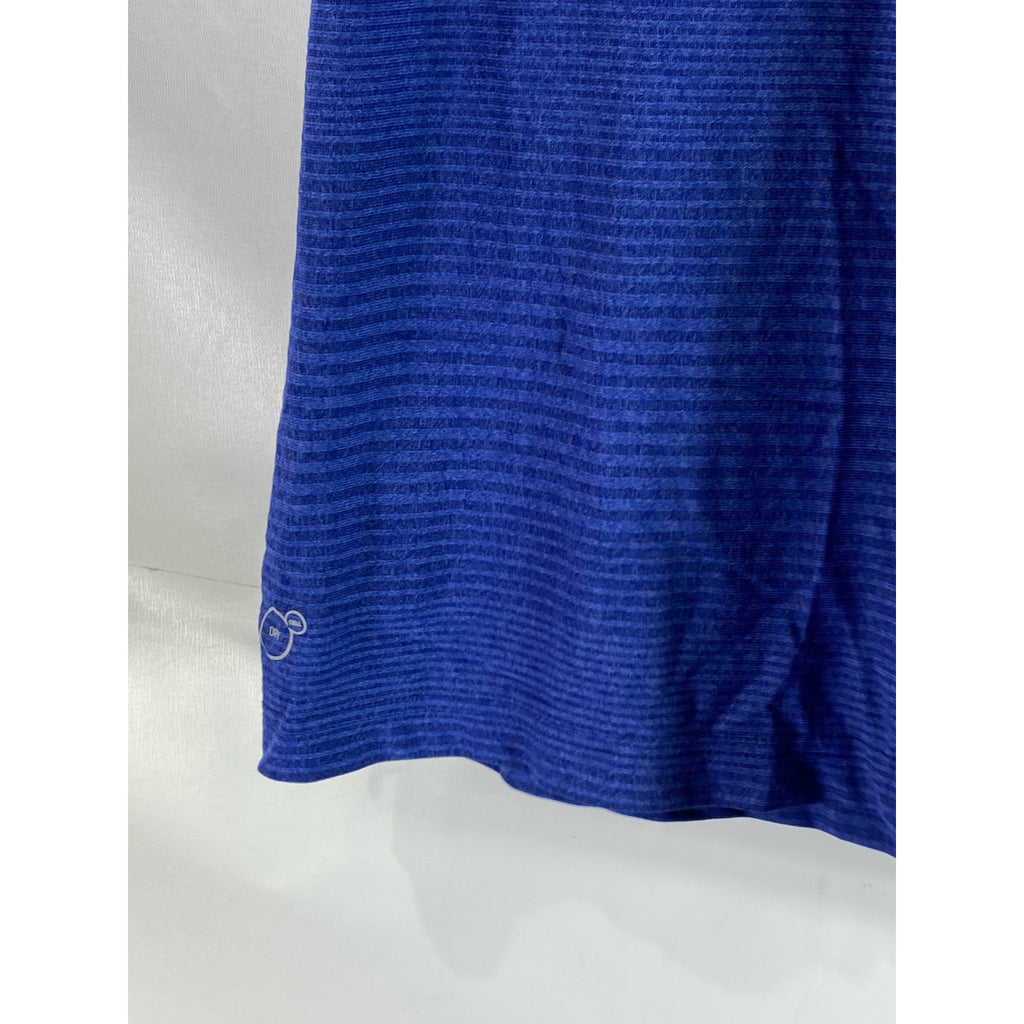 PUMA Men's Blue Dry Cell Striped Short Sleeve Polo Shirt SZ L