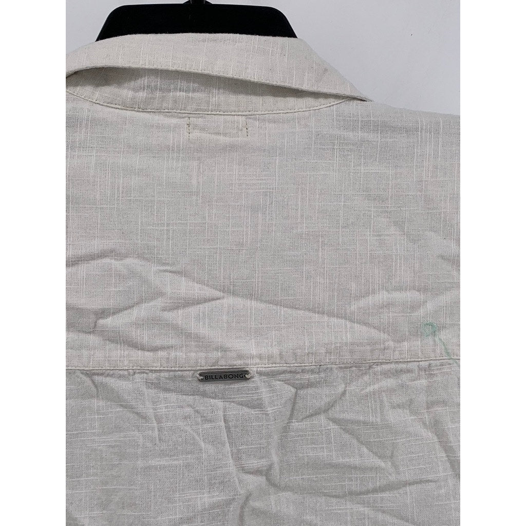 BILLABONG Women's White Button-Up Short Sleeve Top SZ M