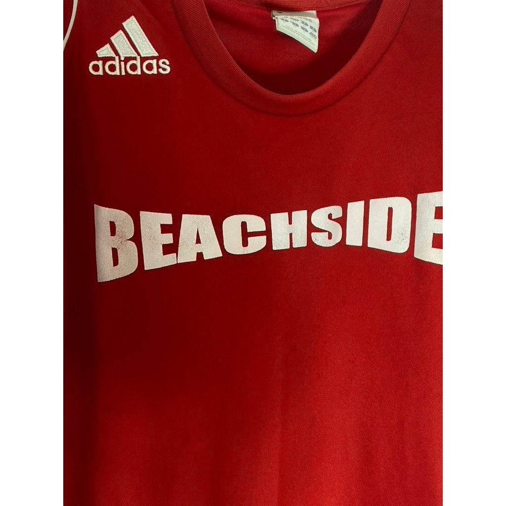 ADIDAS Men's Red-White Three-Stripe Short Sleeve Custom-Made Crewneck Jersey SZM