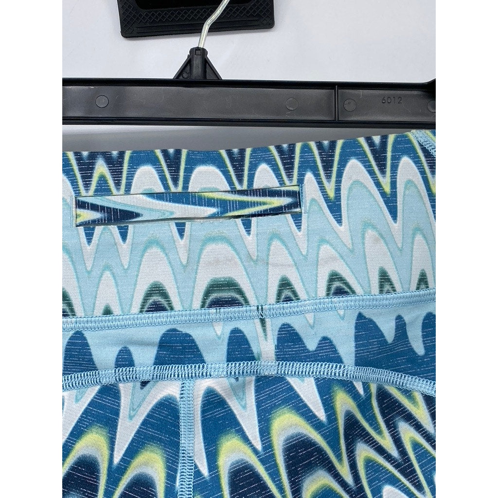 OUTDOOR VOICES Women's Blue Printed TechSweat 5" Thrive Biker Shorts SZ XS