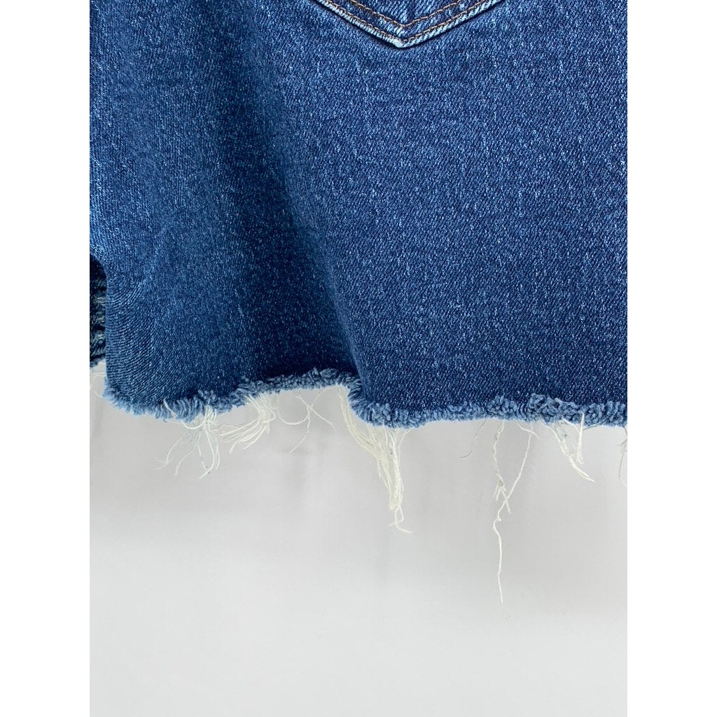 LEE DENIM RIDERES Women's Dark Blue Denim Cut-Off Regular-Fit Shorts SZ 10