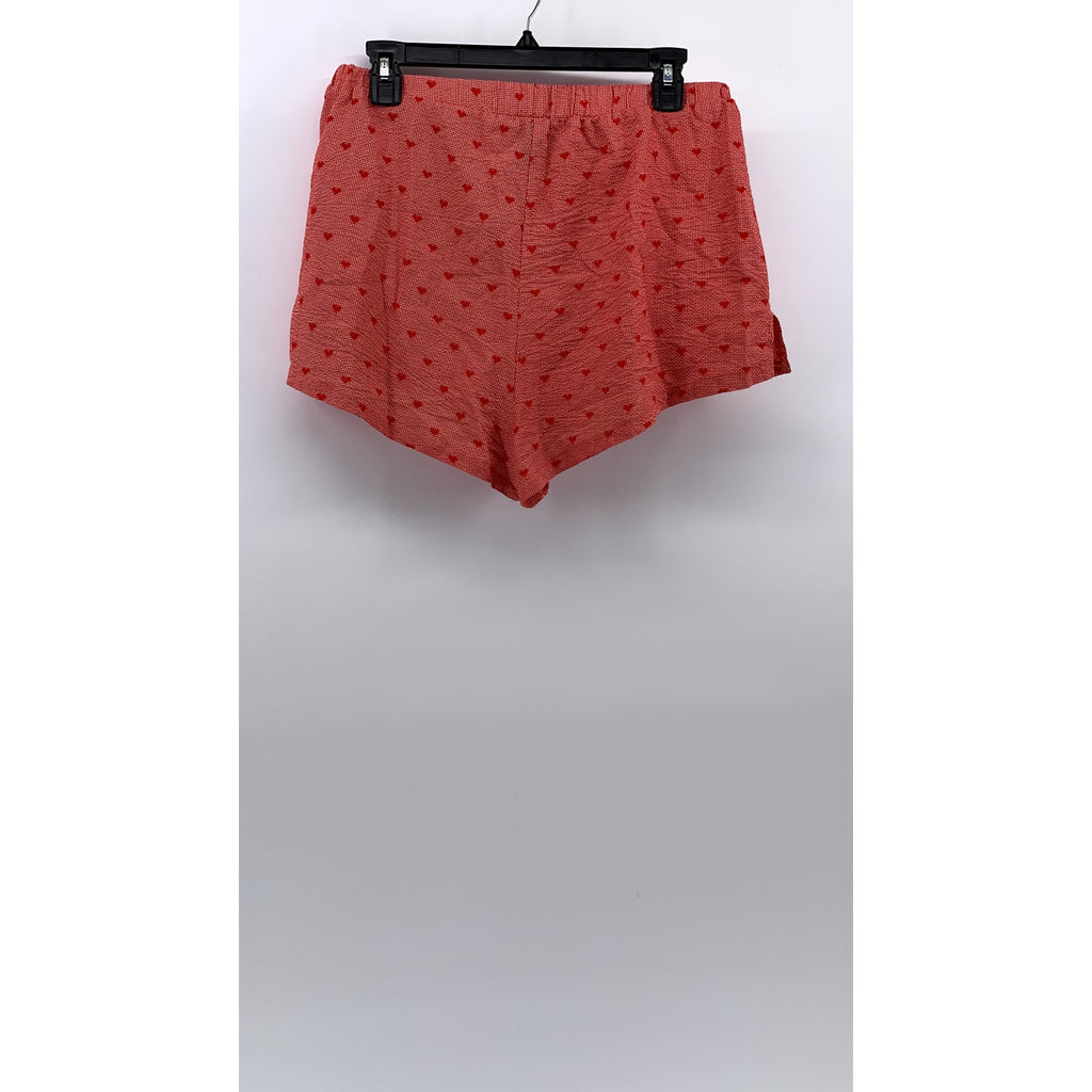 CIDER Women's Red Embroidered Heart Casual Pull-On Shorts SZ L(US8)