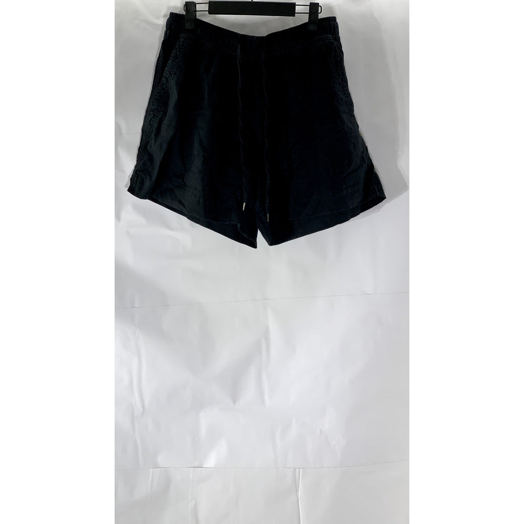 GAP Women's Petite True Black Linen-Blend High-Rise Relaxed-Fit Shorts SZ M/P