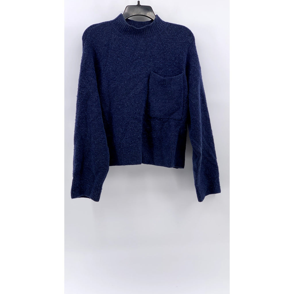 & OTHER STORIES Women's Navy Wool-Blend Knit Mock-Neck Sweater SZ S