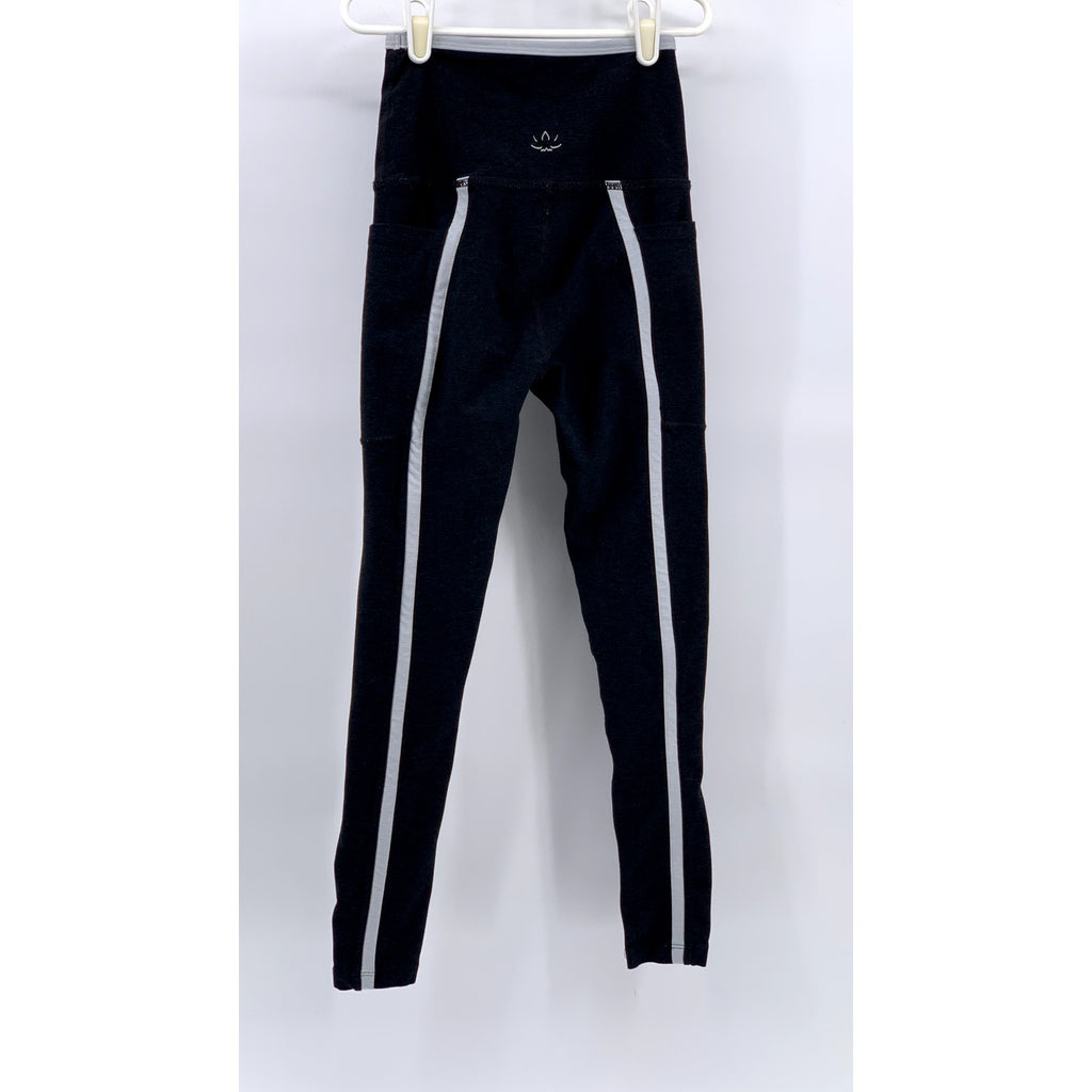 BEYOND YOGA Women's Black Striped High-Rise Ankle-Cropped Leggings SZ XS