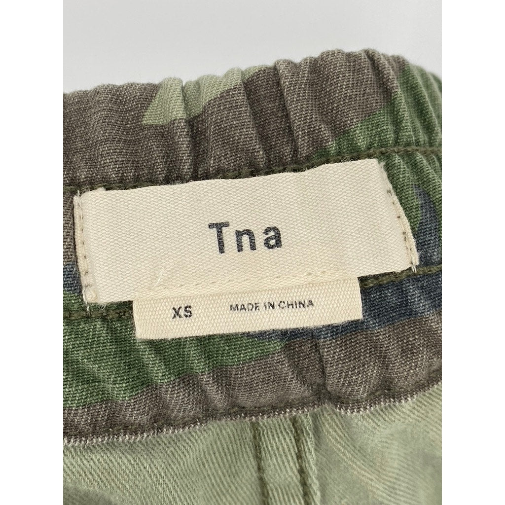 TNA Women's Green Camo Print Drawstring High-Rise Pull-On Jogger Pant SZ XS