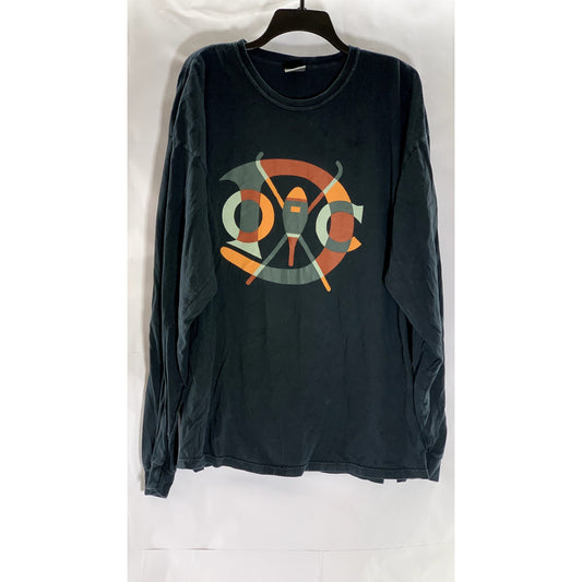 COMFORT COLORS Men's Black Faded Long Sleeve Graphic Long Sleeve Top SZ 3X